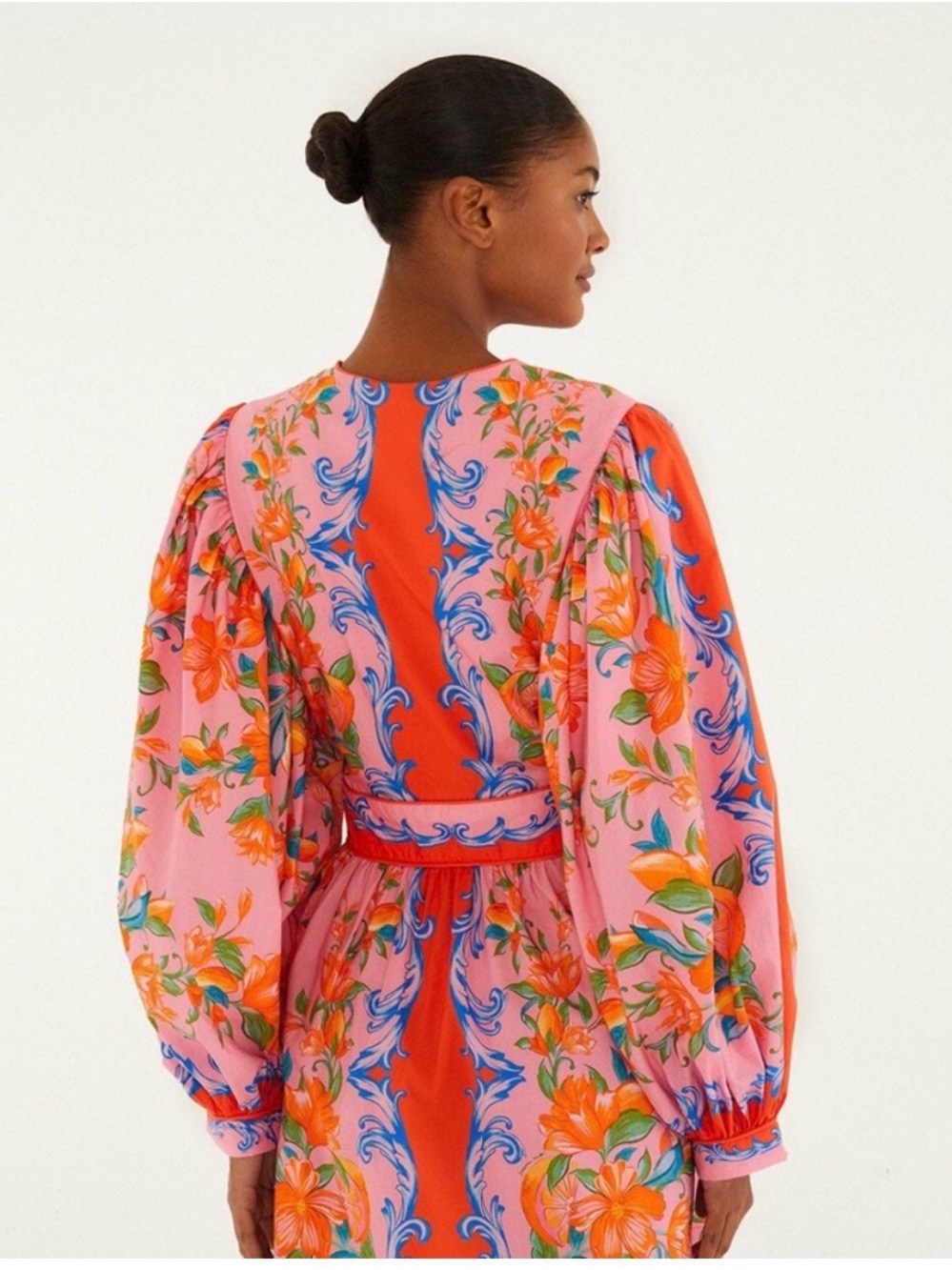 Farm Rio 🍊Vibrant Pink & Orange Floral Mini Dress Size SMALL EUC - Picture 4 of 11